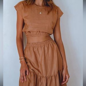 Elegant Tan Skirt Set